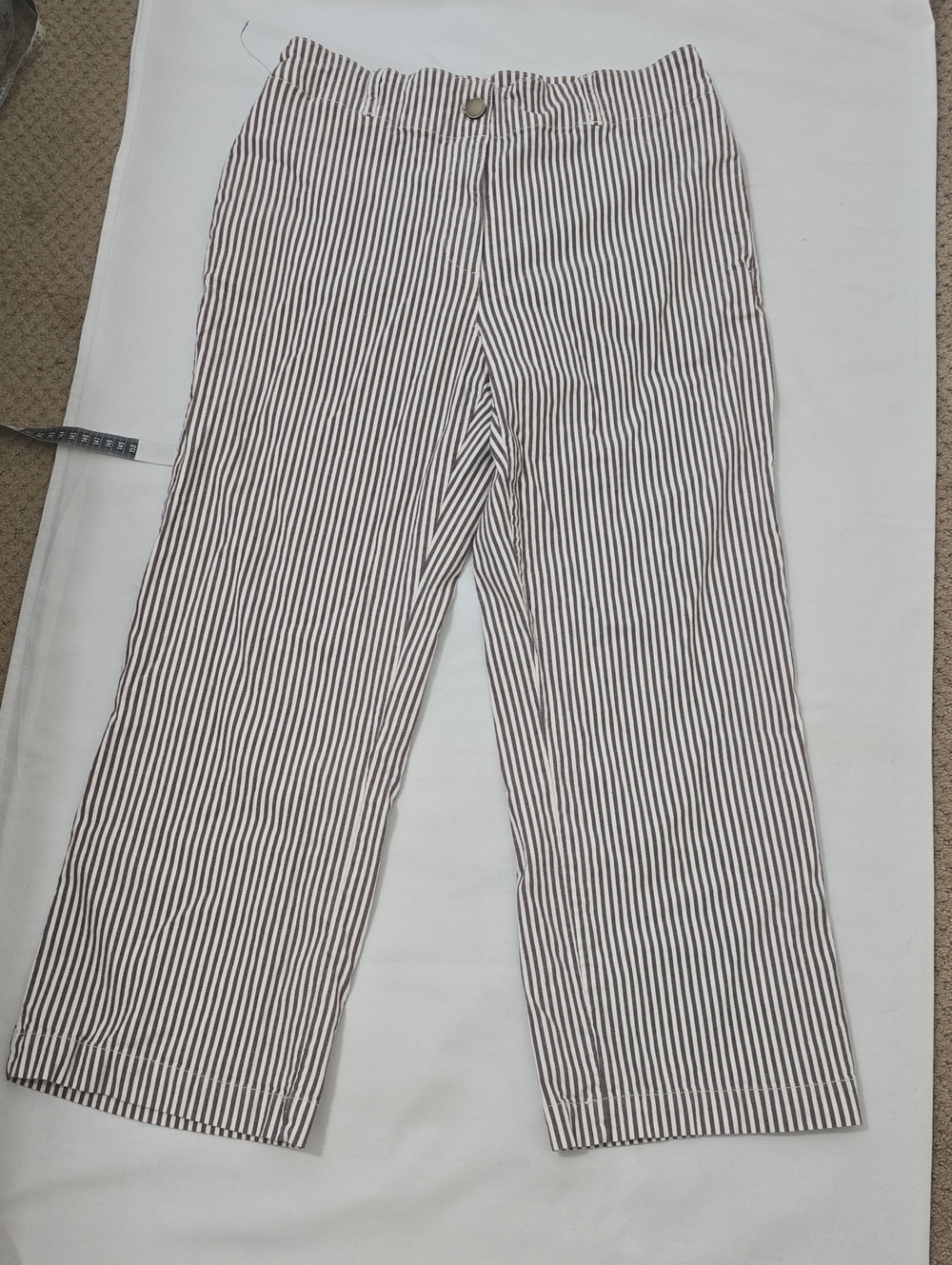 Calypso St. Barth Brown and White Narrow-Striped Chinos